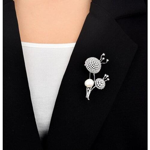 Simple Beautiful Dandelion Shape Brooches Copper Cubic Zircon Jewelry Pins For Women Girls Clothes Scarf Hat Accessories Gifts