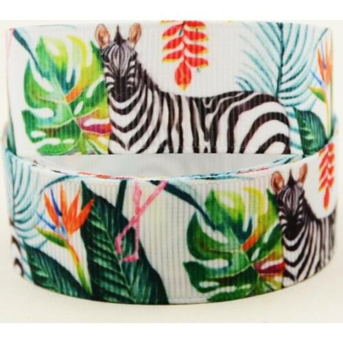 22mm 25mm 38mm 75mm Zebra cartoon printed Grosgrain Ribbon party decoration 10 Yards X-04369