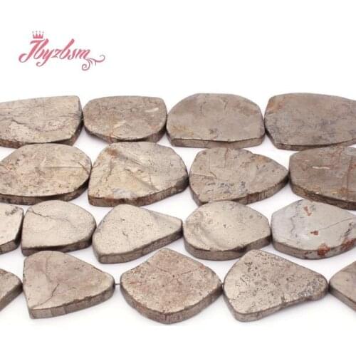 Natural Freeform Silver Gray Pyrite Loose Stone Beads For DIY Necklace Pandant Bracelet Gift Jewelry Making Strand 15"