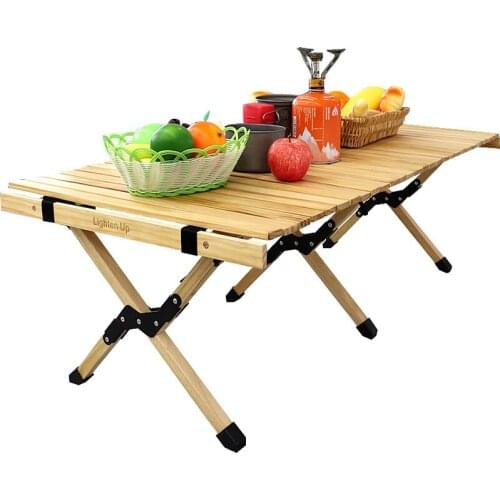 Folding Wood Egg Roll Table Camping table portable multifunctional outdoor small folding bamboo table