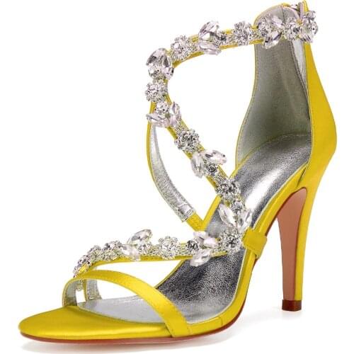 Sexy crystal crossed strap rome style lady satin evening dress sandals bridal wedding party night club high heel shoes pump