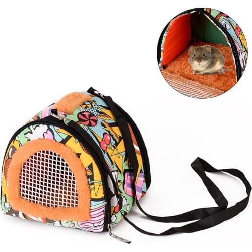 Outdoor Small Pet Carrier Bag Portable Travle Shoulder Bags For Hedgehog Guinea Pig Cozy Breathable Hamster Cotton Nest
