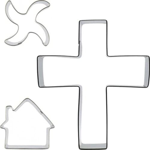 Wind wheel, Mini log cabin, Cross shaped 3 piece biscuit cutting molds, baking tools, cake decorating soft candy tools