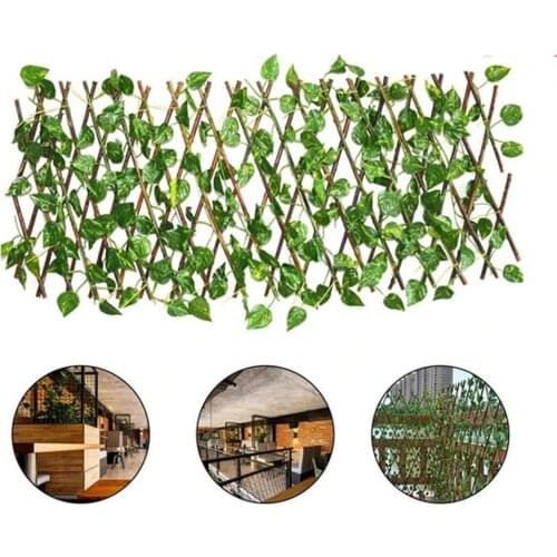Retractable Artificial Garden Fence Expandable Faux Ivy Privacy Fence Wood Vines Climbing Frame Gardening Plant Home Decorations