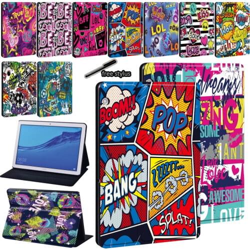 For Huawei MediaPad M5 Lite 10.1/M5 10.8/MediaPad T5 10 10.1/T3 8.0/T3 10 9.6 Tablet Personalized Graffiti Protective Sleeve