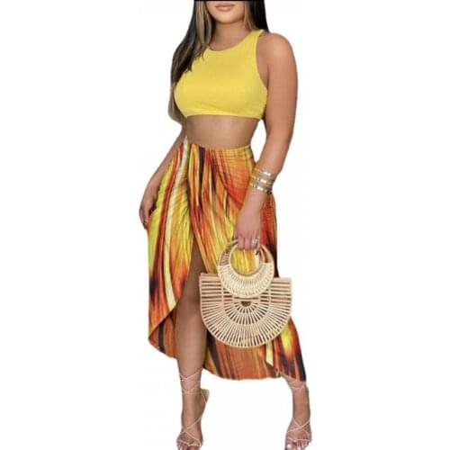 Womens Clothing Summer 2021 2021 Vest and Skirt Two-Piece Fluorescent Green Pleated Long Dress Women Elegant Casual