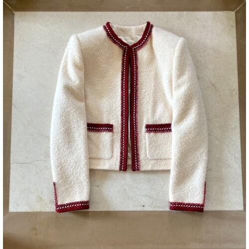 Women Autumn Luxury High Quality Patchwork Wool Jacket Coat Female Chic Silk Lining Overcoat Gdnz 6.23