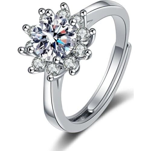 Fashion Ring for Women 925 Silver Jewelry Accessories with Cubic Zirconia Gemstones Adjustable Finger Rings Wedding Party Gifts