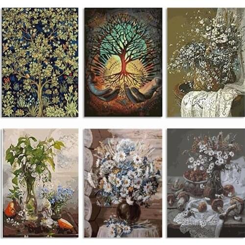 Zooya Painting By Numbers Flower Tree Diy Modern Oil Painting Paint Canvas Picture Home Decoration Hand Painted Wall Art Jq258