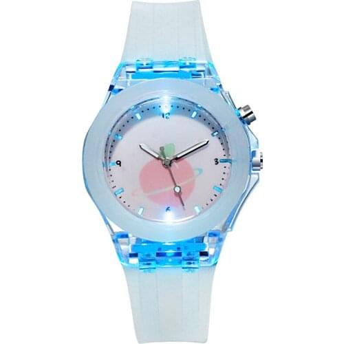 10pcs/lot kids children girls boys students rubber fruit Luminous light flash up Watches birthday gift party quartz watches