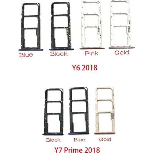 10Pcs/Lot, SIM Card Slot SD Card Tray Holder Adapter For Huawei Y6 Y7 Prime Y9 2018 SIM Tray Replacement Spare Parts