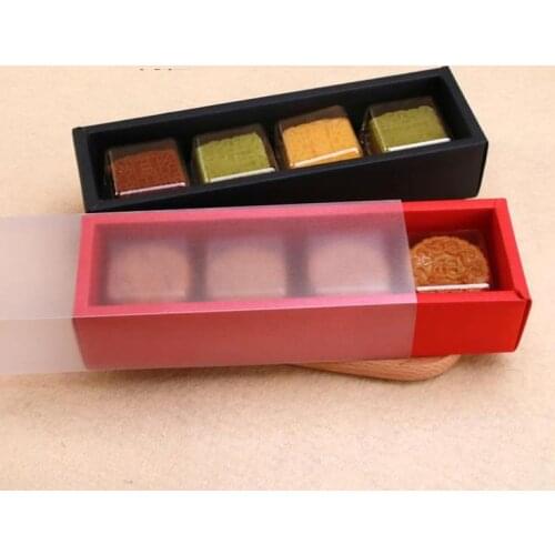 200pcs 23*6.2*4.9cm macaron boxes with Frosted Plastic Cover Drawer Type Mooncake Cookies Biscuit Packing Box SN3951