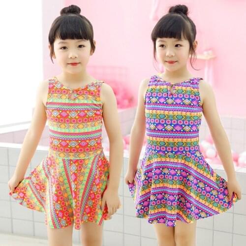 2021 New Fashion Childrens Swimwear 2-8 Years Old Female Baby One-piece Skirt-style Ins Style Swimming Suit