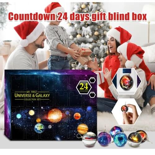 24Pcs/Set The Universe Planet Galaxy Blind Box Kids Gift Countdown 24 Days Christmas Gifts NSV775