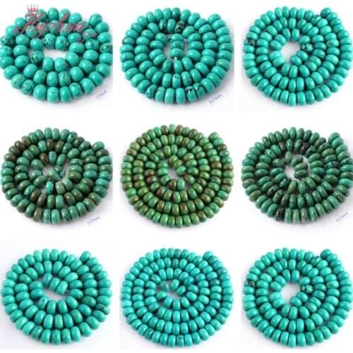 3x6,5x10,7x10mm Smooth Rondelle Shape Turquoises Natural Stone Beads For DIY Necklace Bracelets Jewelry Making 15" Free Shipping