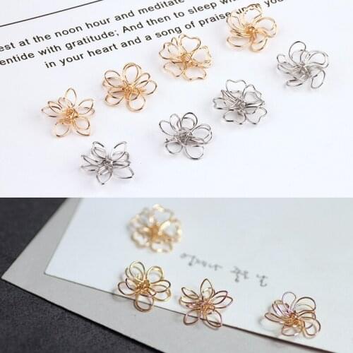 50pcs/lot 15mm cartoon Hollow double layer flowers style copper florals floating locekt charms diy jewelry earring pendants