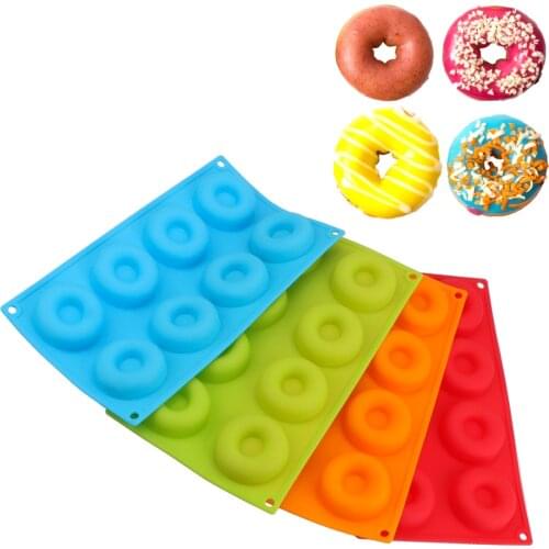 8-Cavity DIY Cake Mould Tray Chocolate Biscuit Cake Mold Donut Baking Pan Silicone Donut Mold Non-Stick Mold Kitchen Tool
