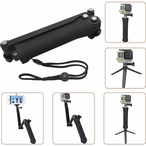 For GoPro Accessory Collapsible 3-Way Monopod Mount Camera Grip Extension Arm Tripod for Gopro Hero 6 5 4 Session 3