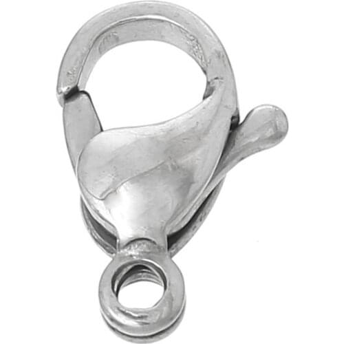 DoreenBeads Retail Stainless Steel Lobster Clasp Silver Color 11.0mm x 7.0mm,10 PCs