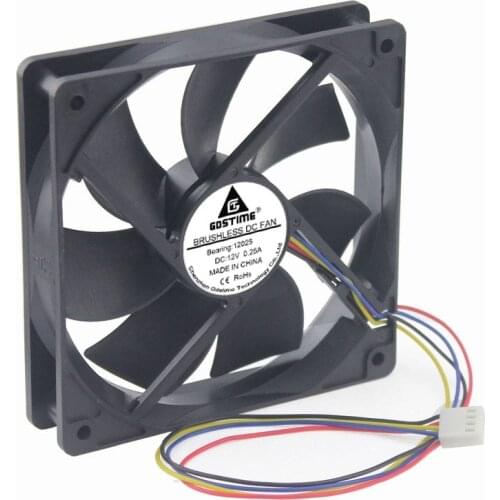 Gdstime 10 pcs 120mm x 25mm 4Pin PWM FG 4 Wire DC 12V Fluid Bearing 12025 Silent Cooler 12cm CPU Computer PC Case Cooling Fan