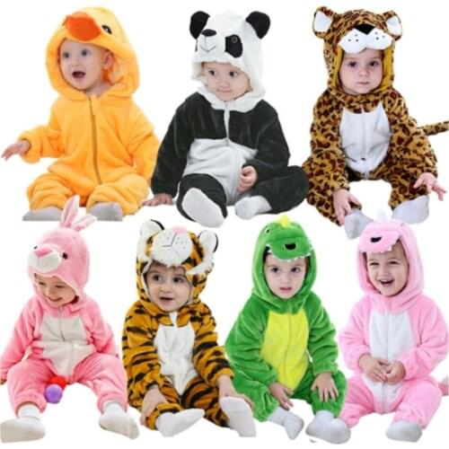 Baby Flannel Romper Newborn Boys Girls Christmas Winter Outfit Infant Dinosaur Animal Cartoon Hooded Pajamas Thick Warm Jumpsuit
