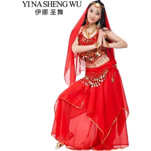 Adults Indian Belly Dance Set 2/3/5-pieces Belly Dance Performance Costumes Indian Bollywood Dance Performance Set For Women