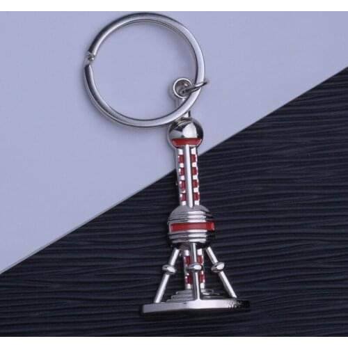 Creative Metal Shanghai Pearl Building Keychain Lighthouse Shape Keychain Travel Souvenir Small Gift Pendant