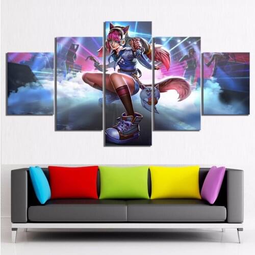 Crystal Diamond Multi-Panel Video Game diamond painting Cross Stitch Full Square Round diamond embroidery Cat Girl 5 Piece/Set