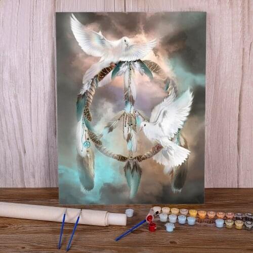 Dreamcatcher Wolf Coloring By Numbers Painting Set Oil Paints 50*70 Oil Painting Home Decor For Children Art