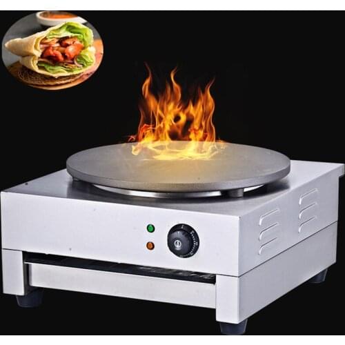 Stainless Steel Electric Crepe Maker Griddle Pizza Pancake Making Machine 40cm Nonstick Round Pan Wood Spreader Crepe Making Pan