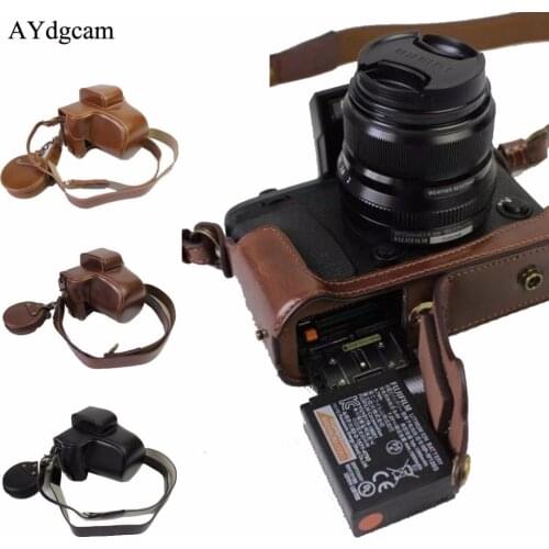 New Luxury Pu Leather Camera Video Case Bag Cover With Strap For Fujifilm XE-3 FUJI XE3 Lens Battery Opennig + Mini Pouch