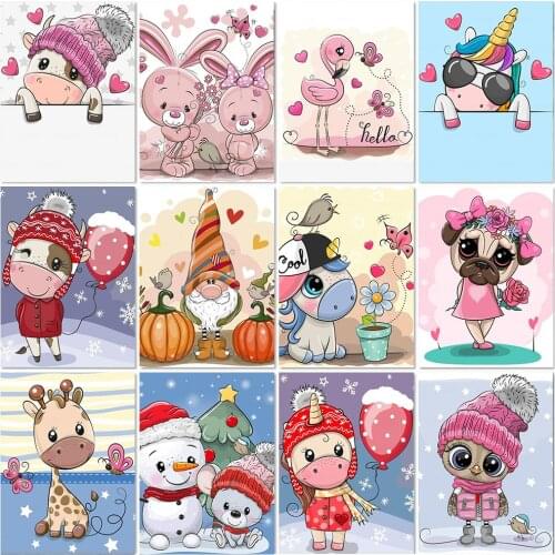 Full Square/Round Cartoon Animal Cow Diy 5D Diamond Painting Snowman Diamond Embroidery Mosaic Wall Home Decor ChildrenS Gift