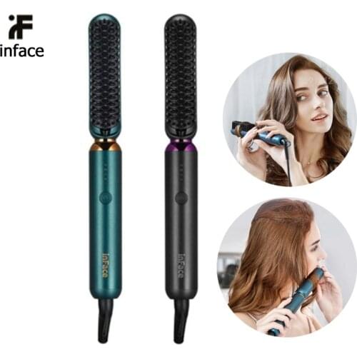 InFace Straight Curling Comb Hair Style Tools 5 Level Temperature Adjustment Automatic Turn Off Ion Curling Straightener Hair