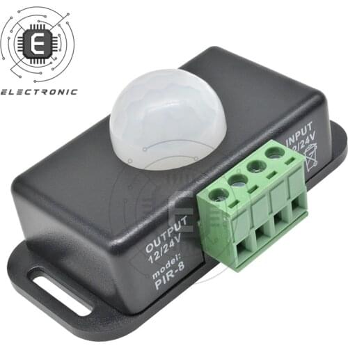 DC 12V 24V 8A Adjustable PIR Motion Sensor Switch Automatic Light Control Switch IR Infrared Detector Switch for LED Strip Light