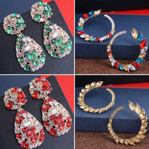 Luxury Crystal Earrings for Women Vintage Geometric Droplets Dangle Earring Female 2020 Party Fashion Jewelry Accessories Gift