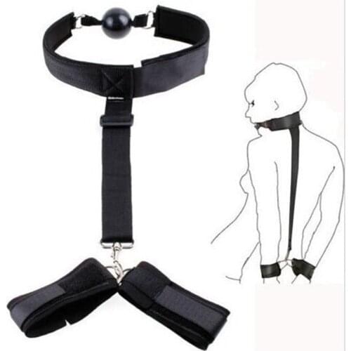 Sex Mouth Ball Gag Handcuffs Sexy Bondage Tied Hand Cuffs Adult Game Erotic BDSM Slave Adult Toys For Women Men Porn Products