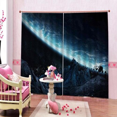 Blue curtains Luxury Blackout stars 3D Window Curtains For Living Room Bedroom Customized size