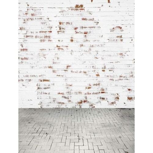 VinylBDS White Brick Wall Backdrops Photo Wooden Floor Backgrounds For Photo Studio Washable Backdrops For Photography