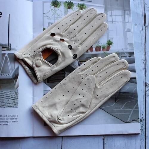 100% genuine leather driving gloves womens single-layer thin fashion hollow breathable short spring and summer driver gloves