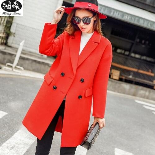 Woman Winter Wool Coat 2018 Women Lapel Double Breasted Long Sleeve Outwear Female Sweet Solid Color Elegant Coat Casual Jackets