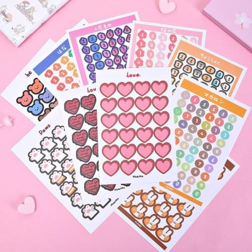 1 Sheet Cartoons Series Round Dot Stickers Decorative Sticker Kawaii Deco Sticker DIY Diary Album Label Stationery Scrapbooking