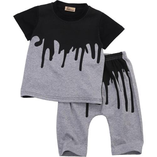 2pcs Newborn Toddler Infant Kids Baby Boy Clothes T-shirt Tops Short Sleeve + Pants Long Fashion Outfits Set Kids Boy 0-4Y
