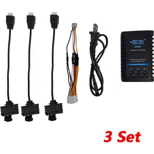 3Set Charging Three Cable Adapter Battery Charger Spare Part for Hubsan Zino H117S Quadcopter B3 Charger Flat(US) Plug Charger