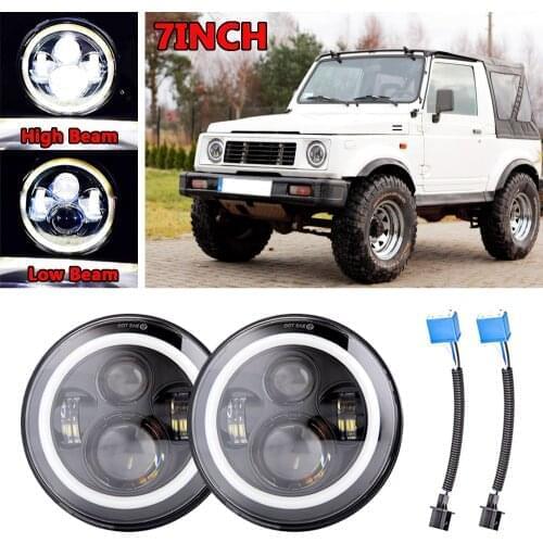 7 Inch LED Headlight with Halo Ring Amber DRL Turn Signal for Suzuki Samurai SJ413 SJ410 1980-1985 7 Inch LED Headlight wi