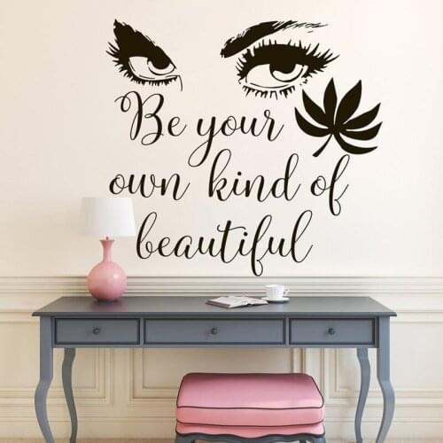 Big Eyes Wall Decals Beauty Salon Eyelashes Wall Stickers Vinyl Beautiful Girl Art Quote Decor Fashion Hairdressing Mural ZW499