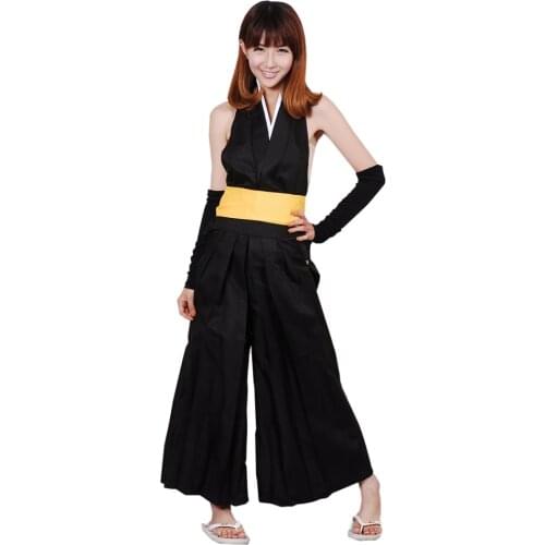 Brdwn Bleach Womens Soi Fon Dress Die Pa Sleeveless Kimono Anime Cosplay Costumes (top+pants+oversleeve+belt)