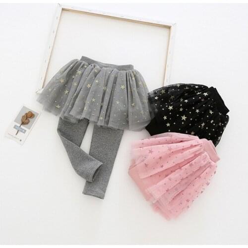 Baby Girls Leggings 2020 Autumn Winter New Baby Girl Cute Leggings Skirt-pants Kids Girls Mesh Patchwork Princess Star Leggings