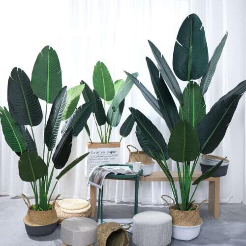 Artificial Banana Branch palm Leaf Green Tropical Rare Plant Plastic Big Pot Family Hotel Home Office Decoration