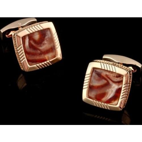 French Shirts Cufflinks High-quality Square Rose Gold Starry Sky Color Mens Business Banquet Wedding Cuff Links Jewelry Gifts