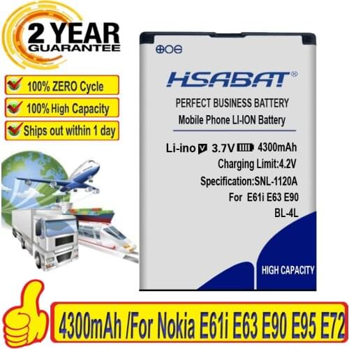 HSABAT 100% New 4200mAh BP-4L battery For Nokia E61i E63 E90 E95 E72 E52 E71 6650F N810 N97 free shipping